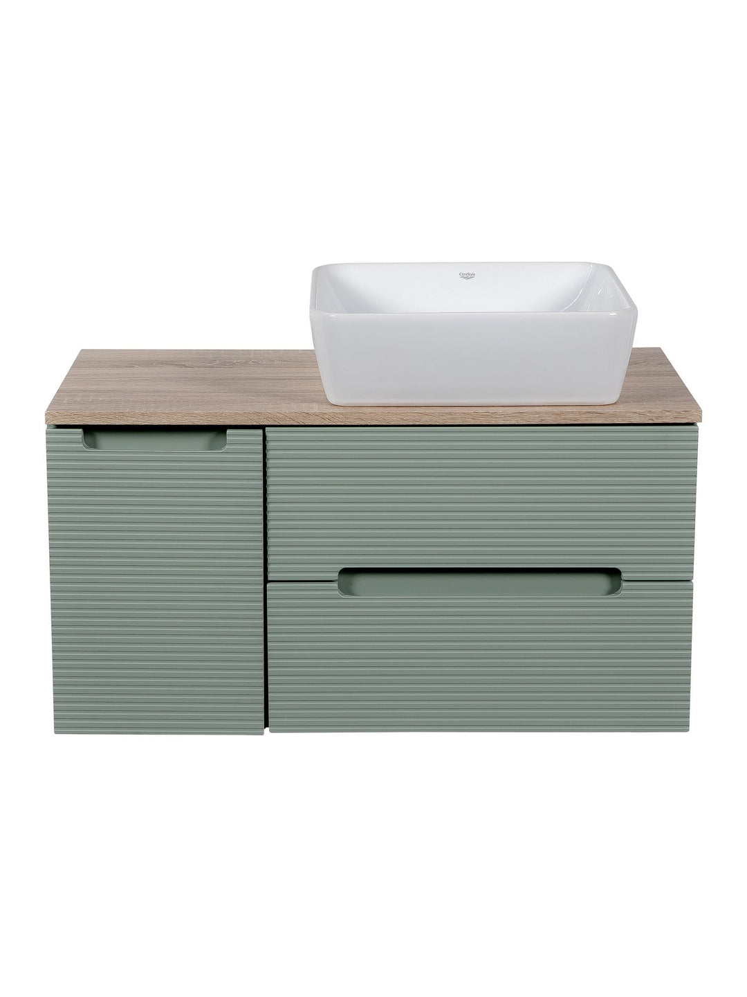 Monza Plus 900mm Fluted Wall Hung Vanity Unit with Side Cabinet & Countertop