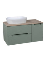 Load image into Gallery viewer, Monza Plus 900mm Fluted Wall Hung Vanity Unit with Side Cabinet &amp; Countertop
