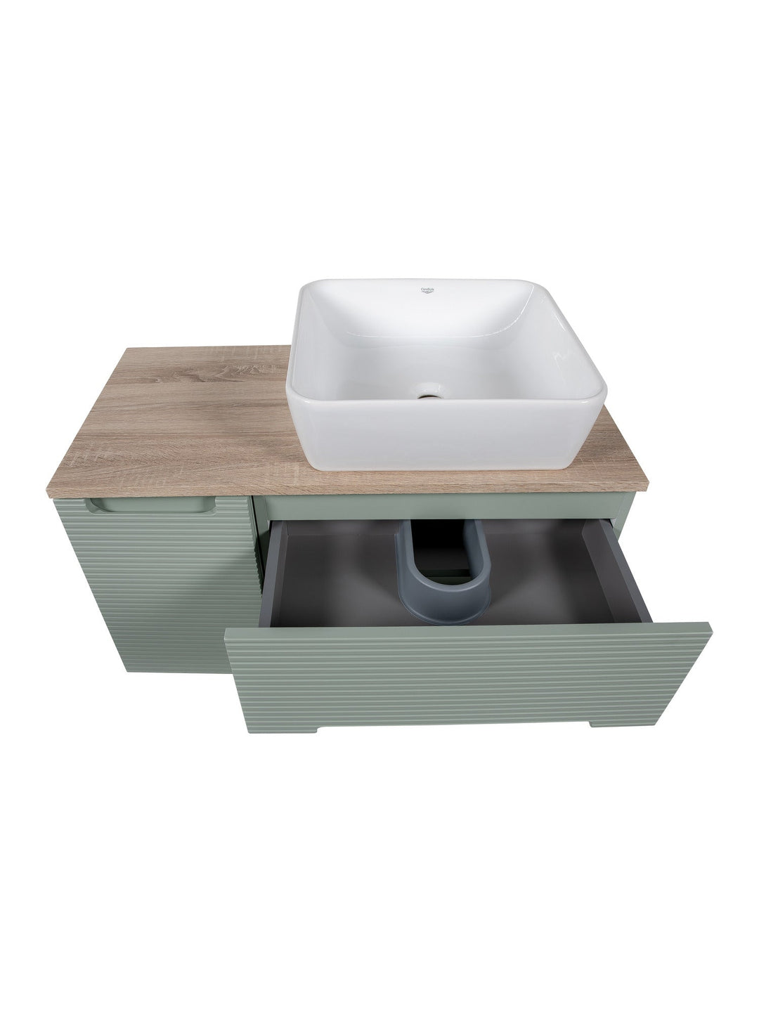 Monza Plus 900mm Fluted Wall Hung Vanity Unit with Side Cabinet & Countertop