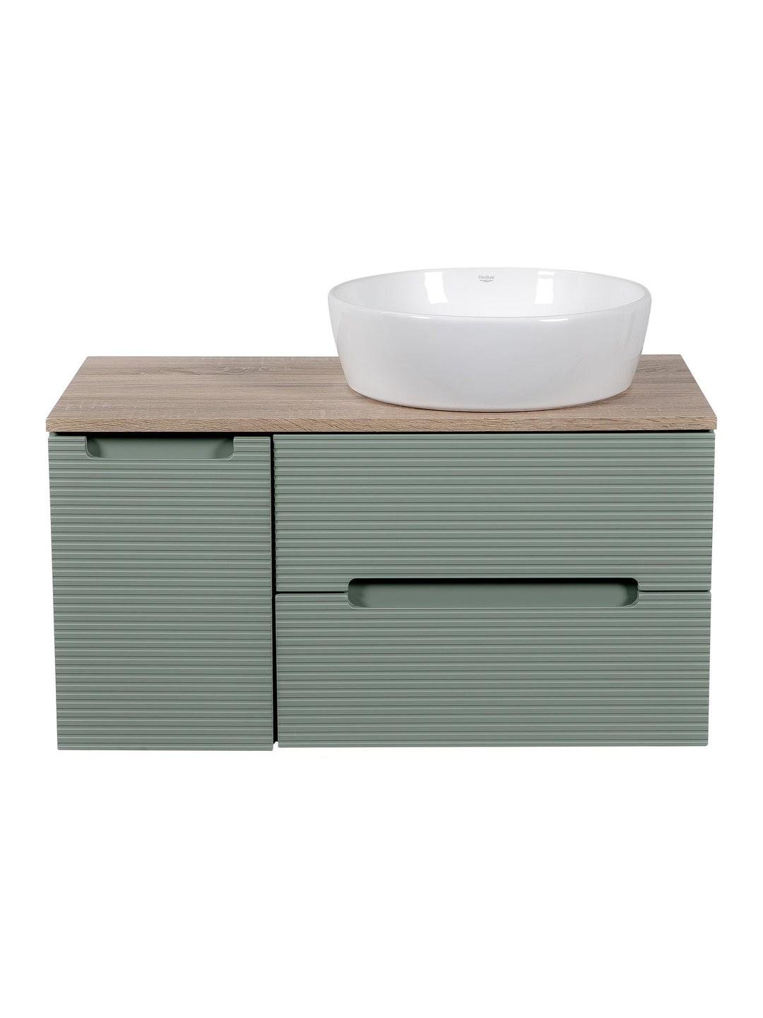 Monza Plus 900mm Fluted Wall Hung Vanity Unit with Side Cabinet & Countertop