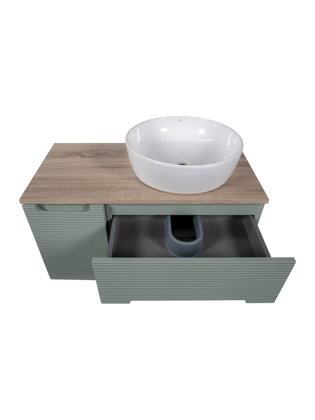 Monza Plus 900mm Fluted Wall Hung Vanity Unit with Side Cabinet & Countertop