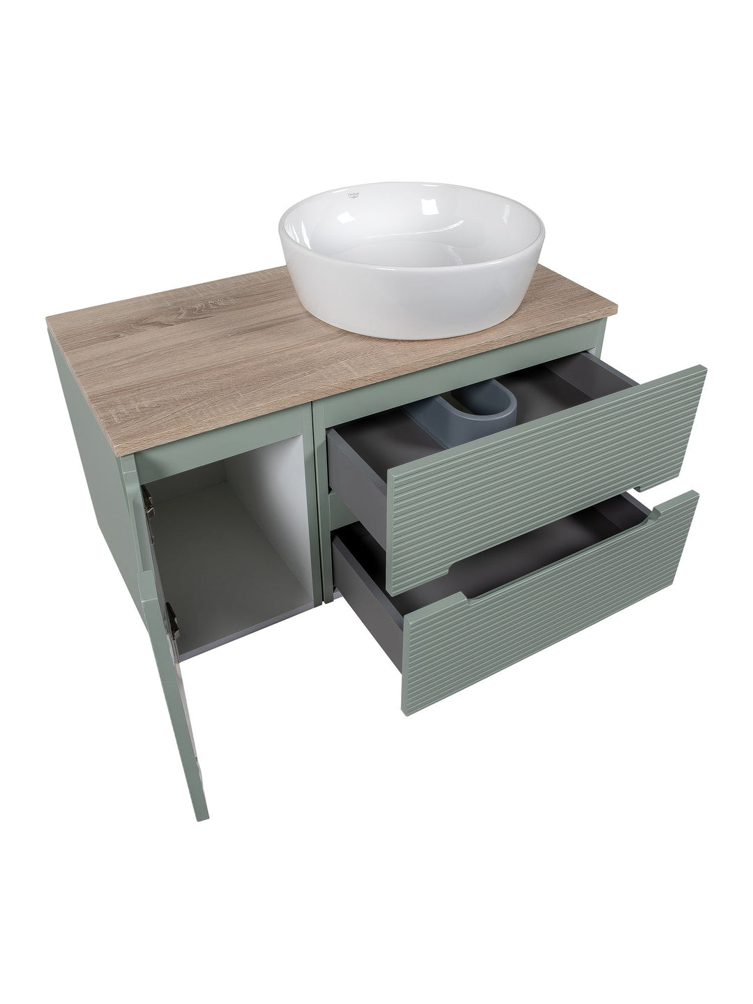 Monza Plus 900mm Fluted Wall Hung Vanity Unit with Side Cabinet & Countertop