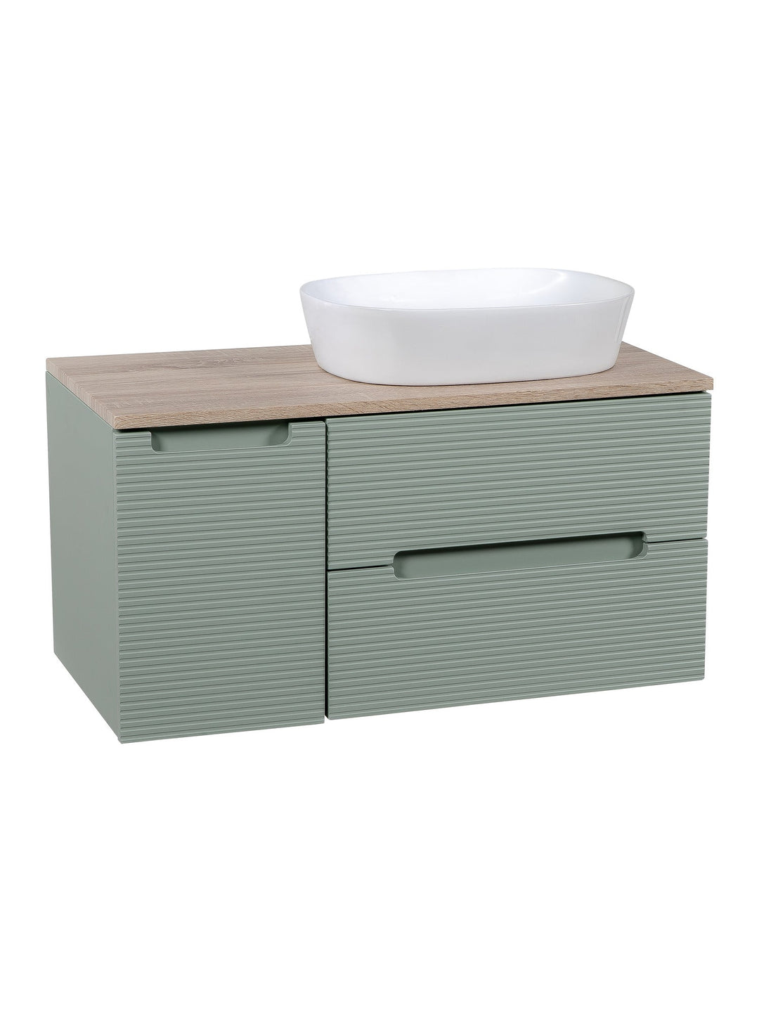 Monza Plus 900mm Fluted Wall Hung Vanity Unit with Side Cabinet & Countertop