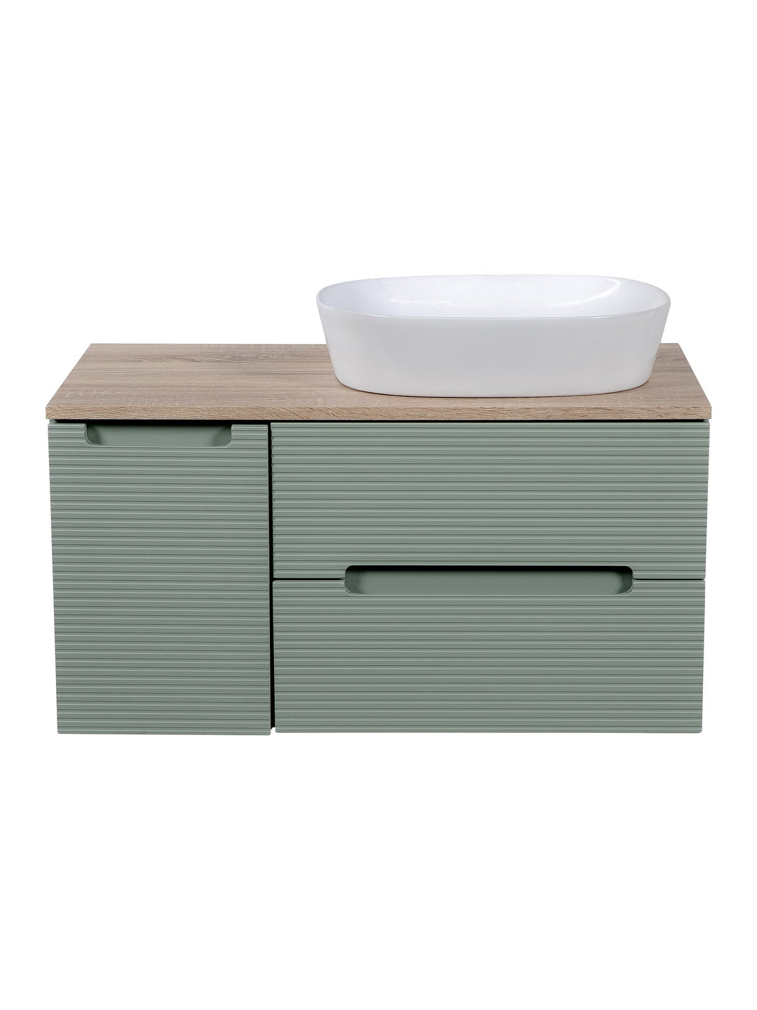 Monza Plus 900mm Fluted Wall Hung Vanity Unit with Side Cabinet & Countertop