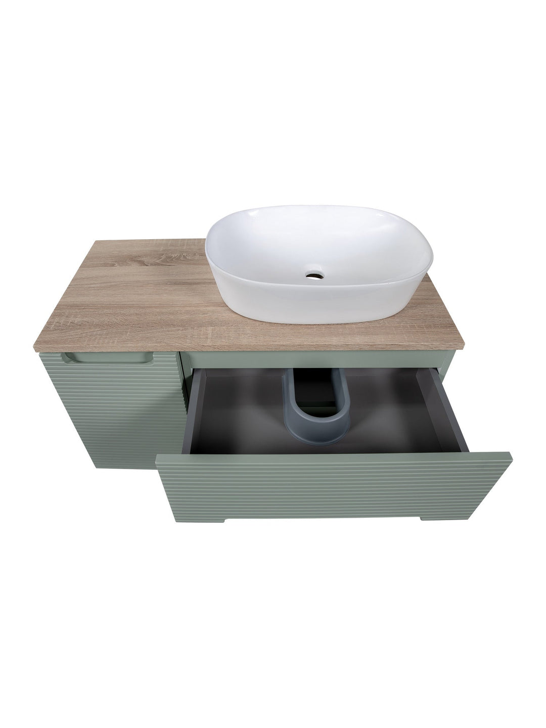 Monza Plus 900mm Fluted Wall Hung Vanity Unit with Side Cabinet & Countertop