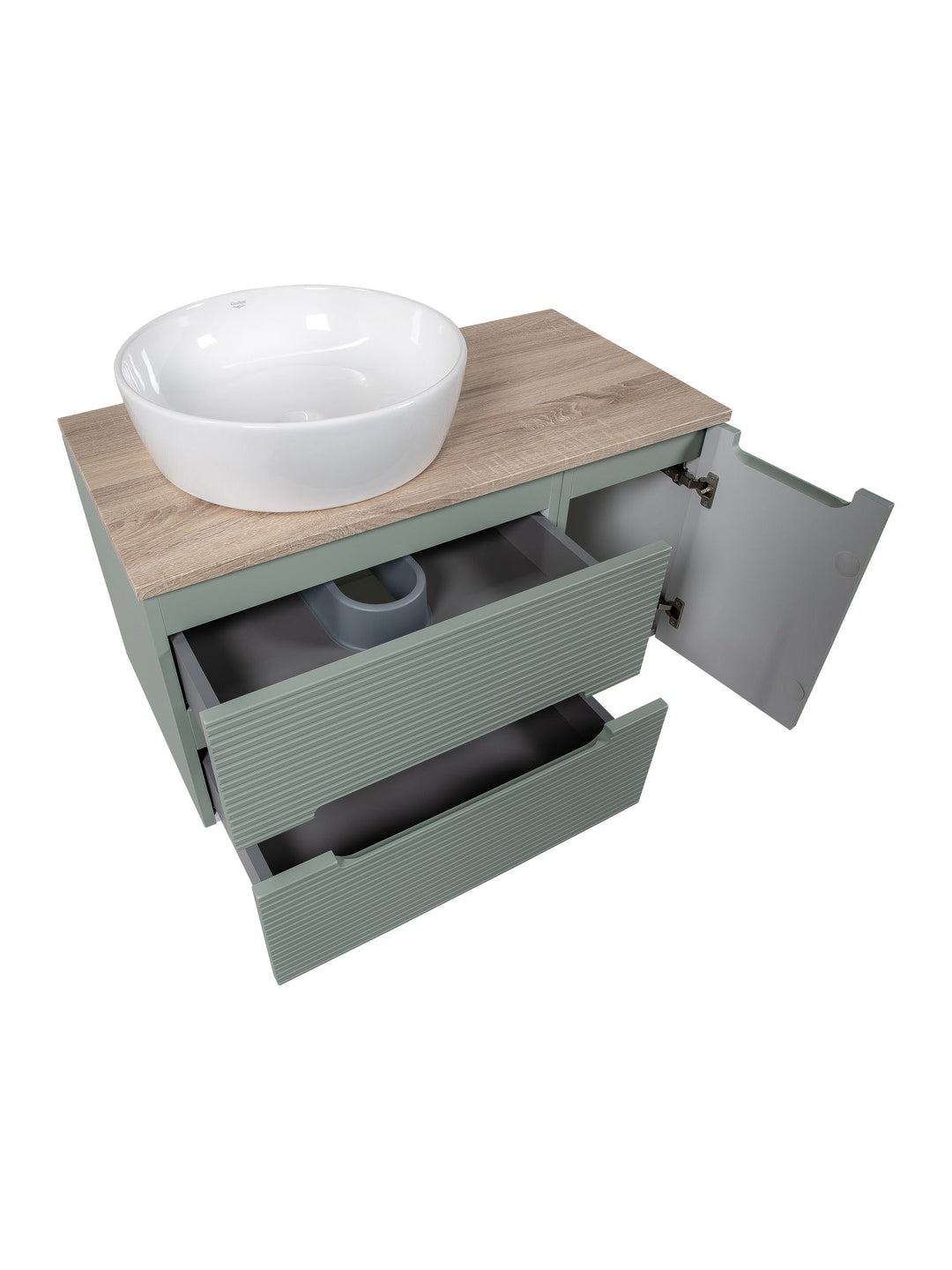 Monza Plus 900mm Fluted Wall Hung Vanity Unit with Side Cabinet & Countertop