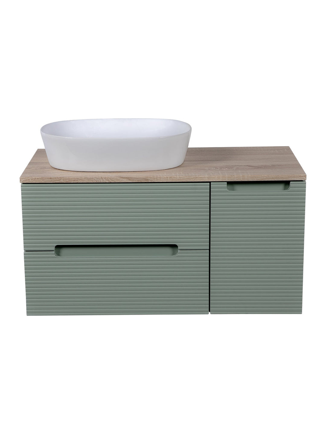 Monza Plus 900mm Fluted Wall Hung Vanity Unit with Side Cabinet & Countertop