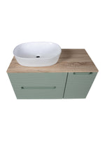 Load image into Gallery viewer, Monza Plus 900mm Fluted Wall Hung Vanity Unit with Side Cabinet &amp; Countertop

