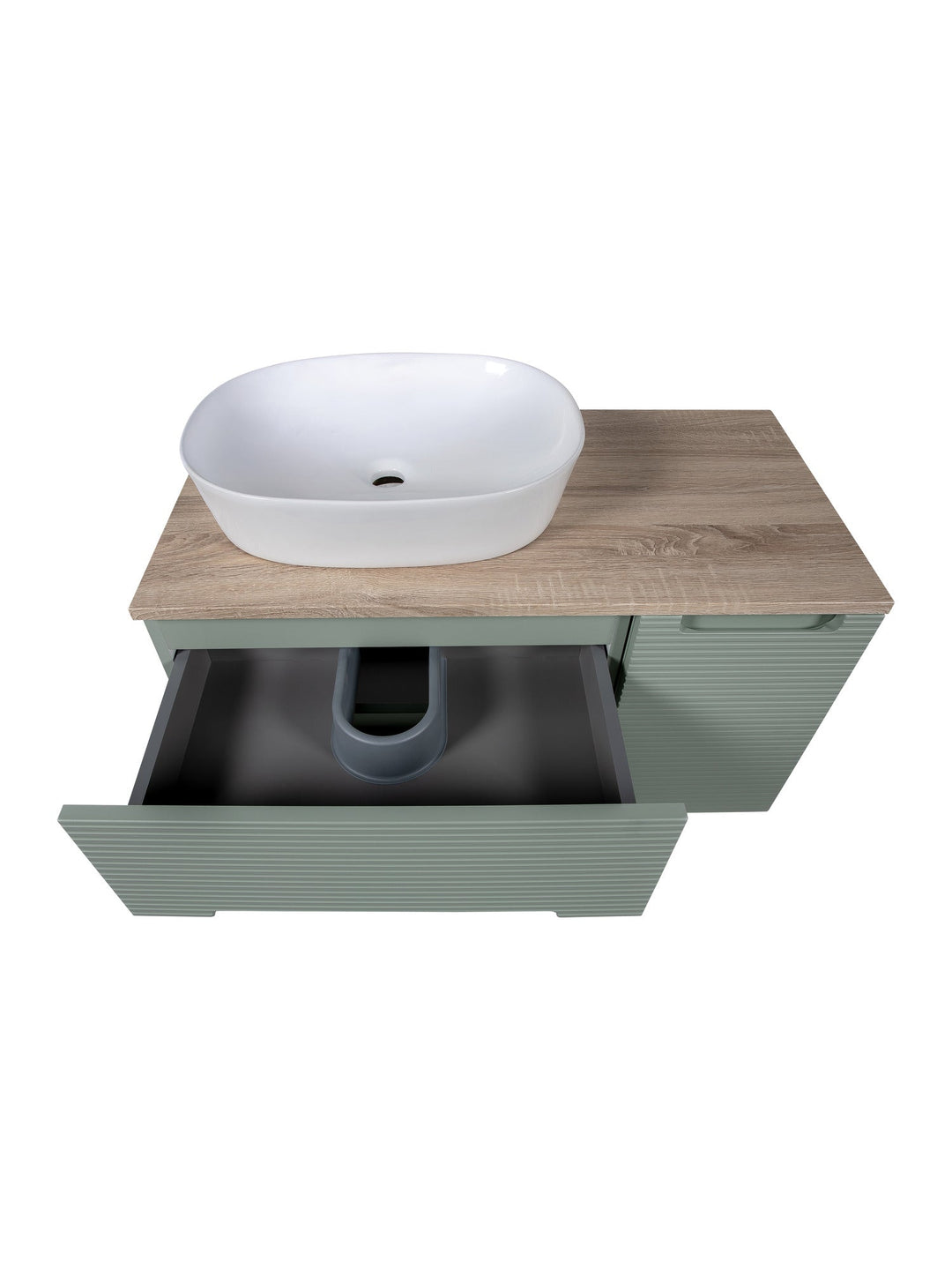 Monza Plus 900mm Fluted Wall Hung Vanity Unit with Side Cabinet & Countertop