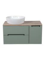 Load image into Gallery viewer, Monza Plus 900mm Fluted Wall Hung Vanity Unit with Side Cabinet &amp; Countertop
