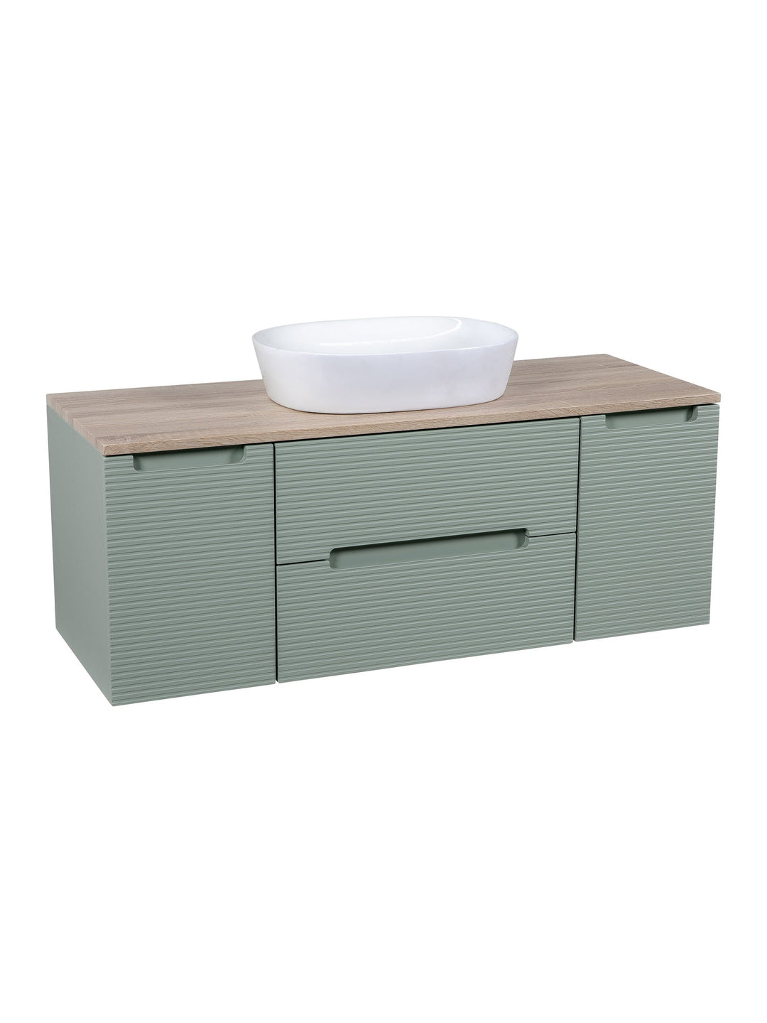 Monza Plus 1200mm Fluted Wall Hung Vanity Unit with 2 Side Cabinets & Countertop