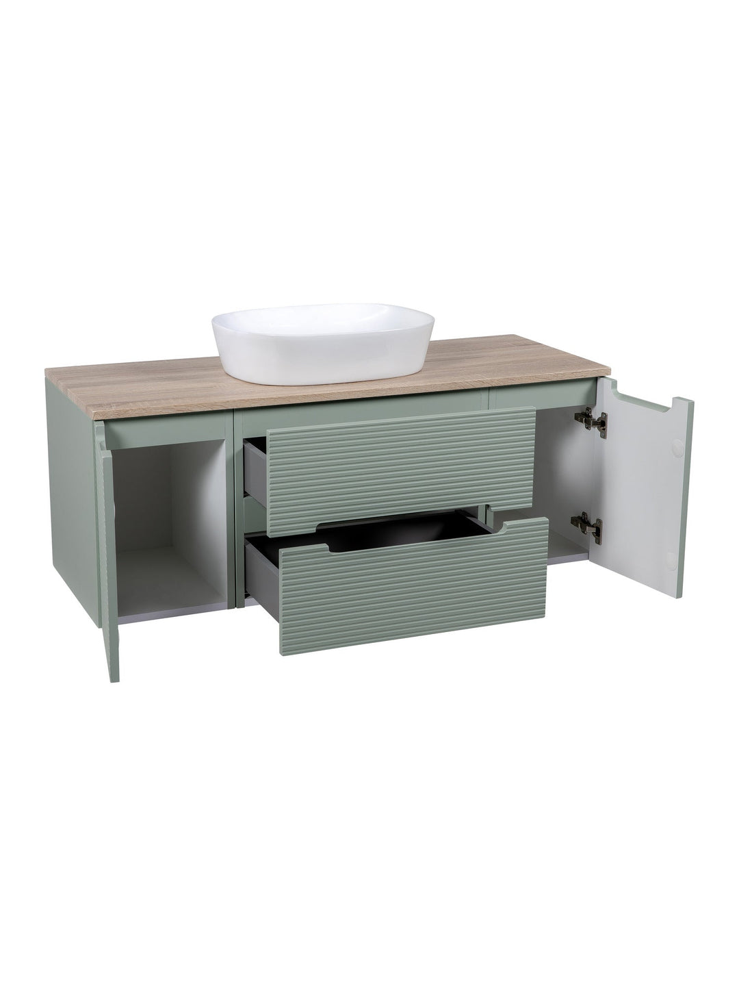 Monza Plus 1200mm Fluted Wall Hung Vanity Unit with 2 Side Cabinets & Countertop