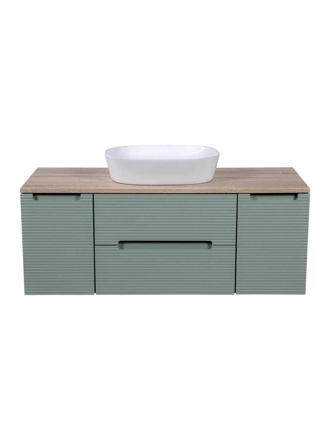 Monza Plus 1200mm Fluted Wall Hung Vanity Unit with 2 Side Cabinets & Countertop