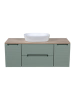 Load image into Gallery viewer, Monza Plus 1200mm Fluted Wall Hung Vanity Unit with 2 Side Cabinets &amp; Countertop
