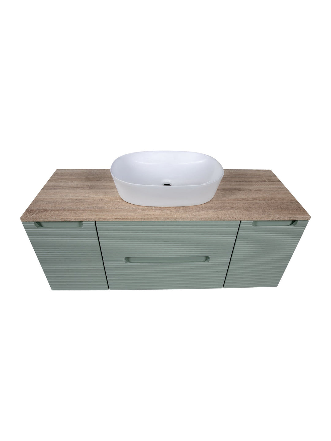 Monza Plus 1200mm Fluted Wall Hung Vanity Unit with 2 Side Cabinets & Countertop