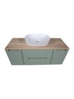 Load image into Gallery viewer, Monza Plus 1200mm Fluted Wall Hung Vanity Unit with 2 Side Cabinets &amp; Countertop

