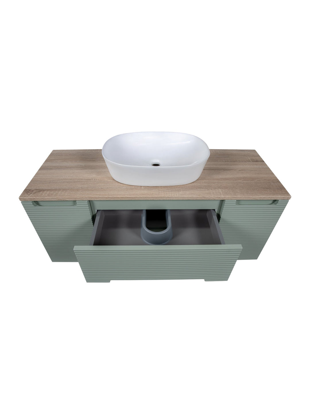 Monza Plus 1200mm Fluted Wall Hung Vanity Unit with 2 Side Cabinets & Countertop