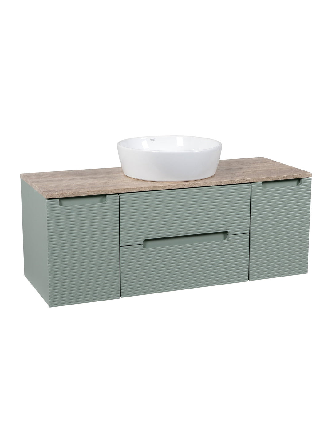 Monza Plus 1200mm Fluted Wall Hung Vanity Unit with 2 Side Cabinets & Countertop