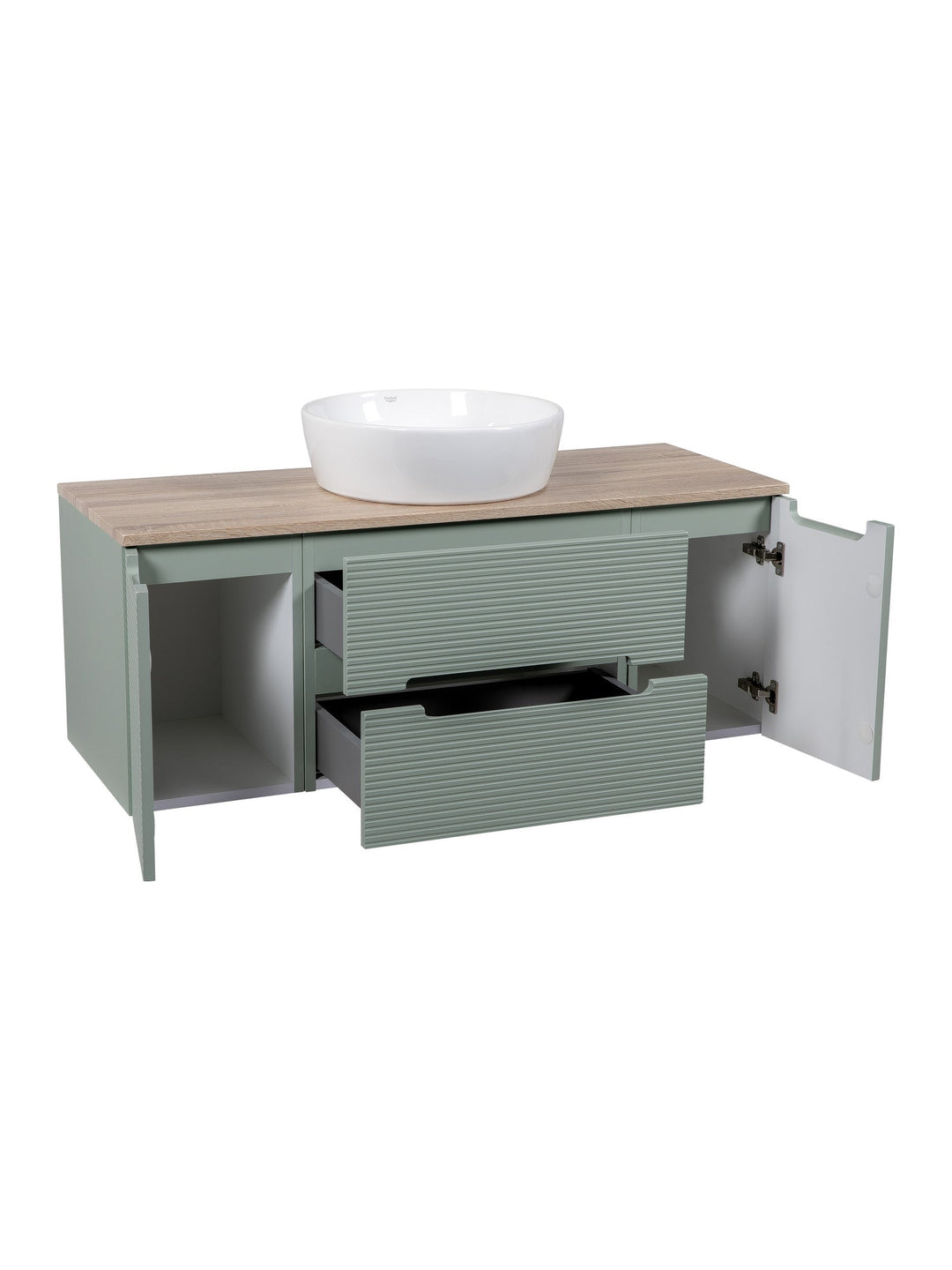 Monza Plus 1200mm Fluted Wall Hung Vanity Unit with 2 Side Cabinets & Countertop