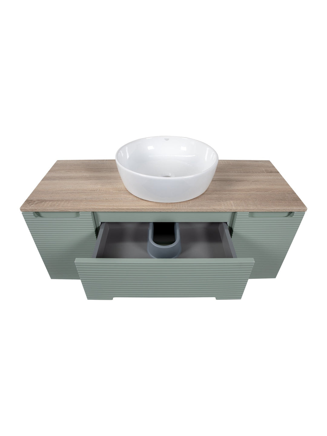 Monza Plus 1200mm Fluted Wall Hung Vanity Unit with 2 Side Cabinets & Countertop