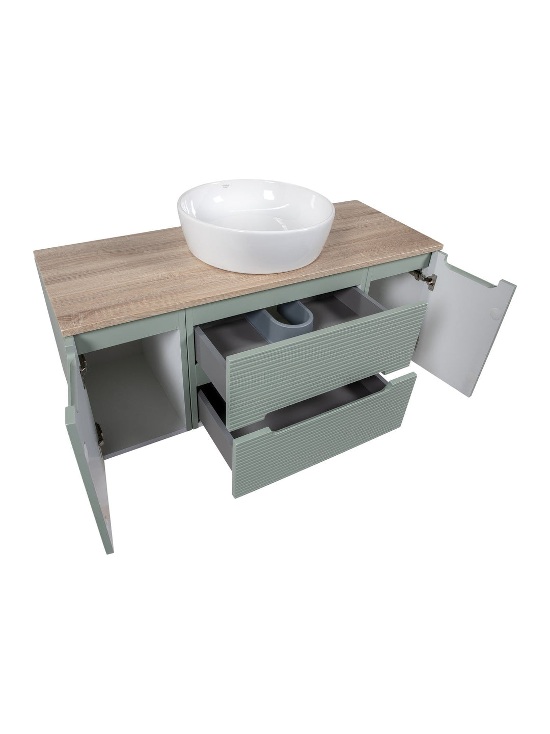 Monza Plus 1200mm Fluted Wall Hung Vanity Unit with 2 Side Cabinets & Countertop