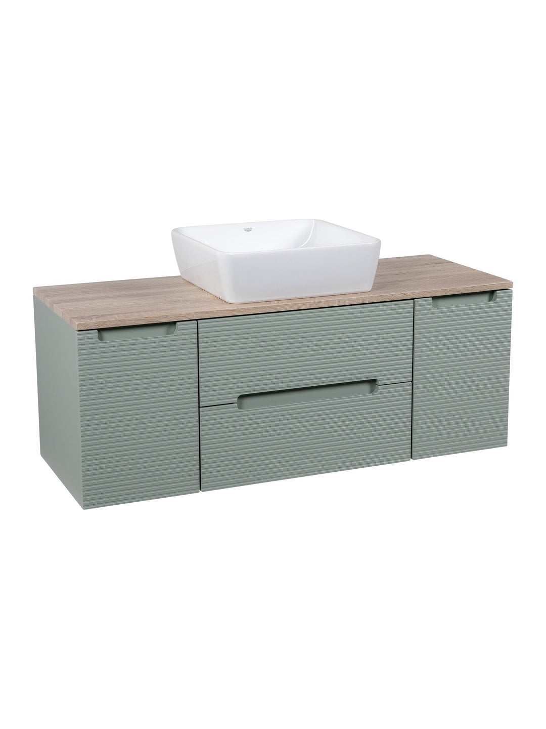 Monza Plus 1200mm Fluted Wall Hung Vanity Unit with 2 Side Cabinets & Countertop