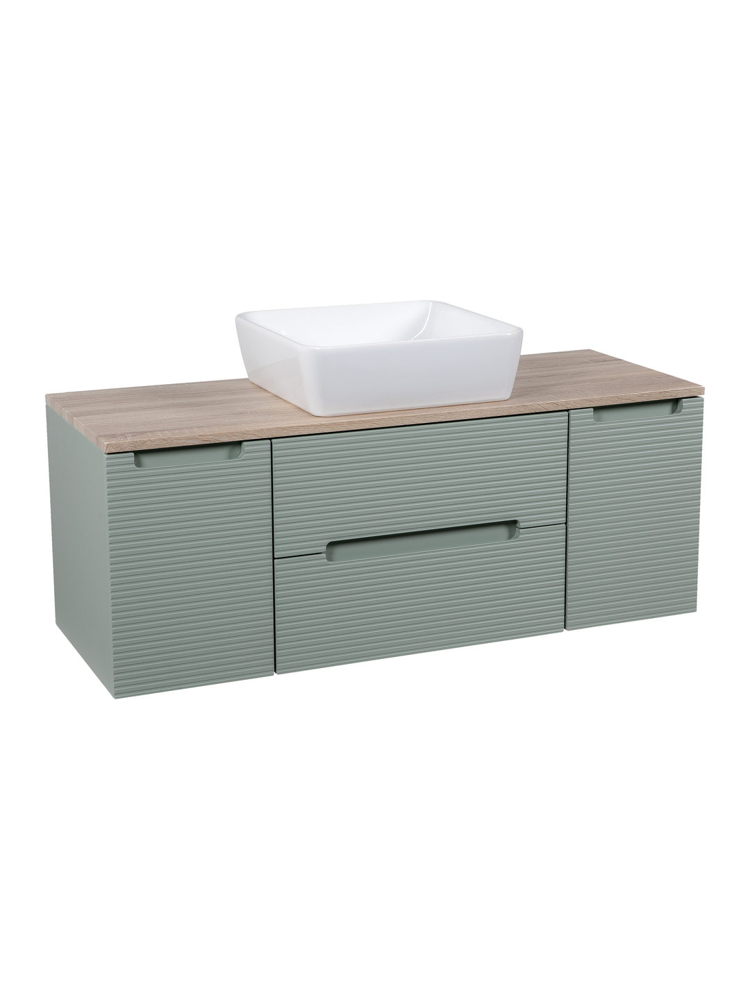Monza Plus 1200mm Fluted Wall Hung Vanity Unit with 2 Side Cabinets & Countertop