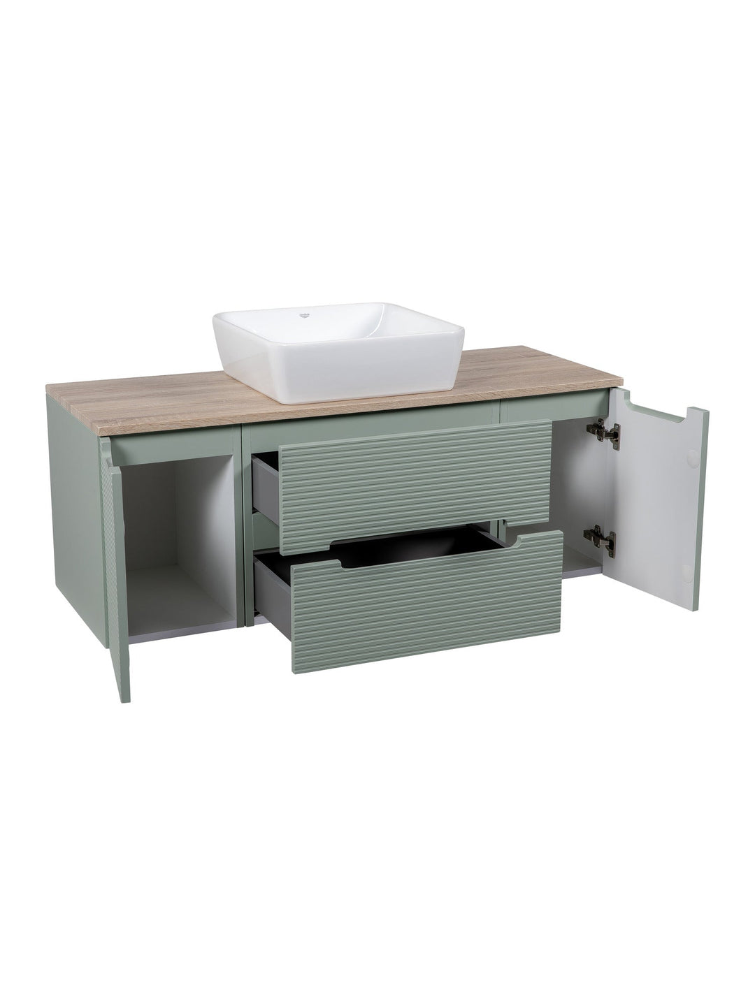 Monza Plus 1200mm Fluted Wall Hung Vanity Unit with 2 Side Cabinets & Countertop