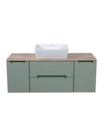 Load image into Gallery viewer, Monza Plus 1200mm Fluted Wall Hung Vanity Unit with 2 Side Cabinets &amp; Countertop
