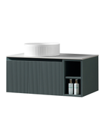 Load image into Gallery viewer, Flauto 800mm Wall Hung Vanity Unit with Side Storage Box &amp; Sintered Stone Countertop
