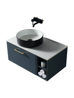 Load image into Gallery viewer, Piatta 800mm Wall Hung Vanity Unit with Side Storage &amp; Sintered Stone Countertop
