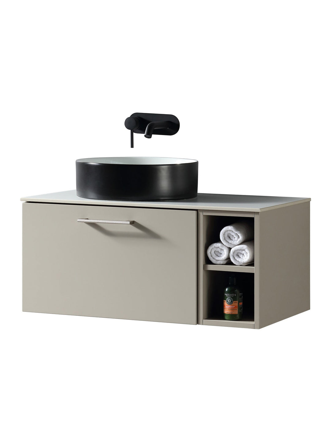 Piatta 800mm Wall Hung Vanity Unit with Side Storage & Sintered Stone Countertop