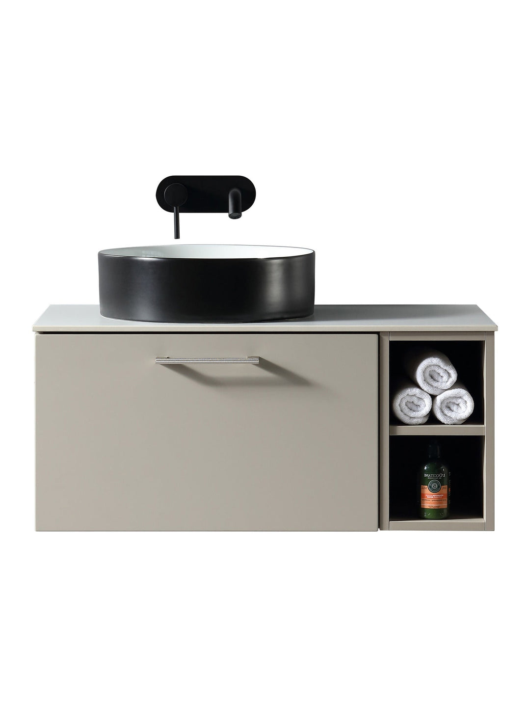 Piatta 800mm Wall Hung Vanity Unit with Side Storage & Sintered Stone Countertop