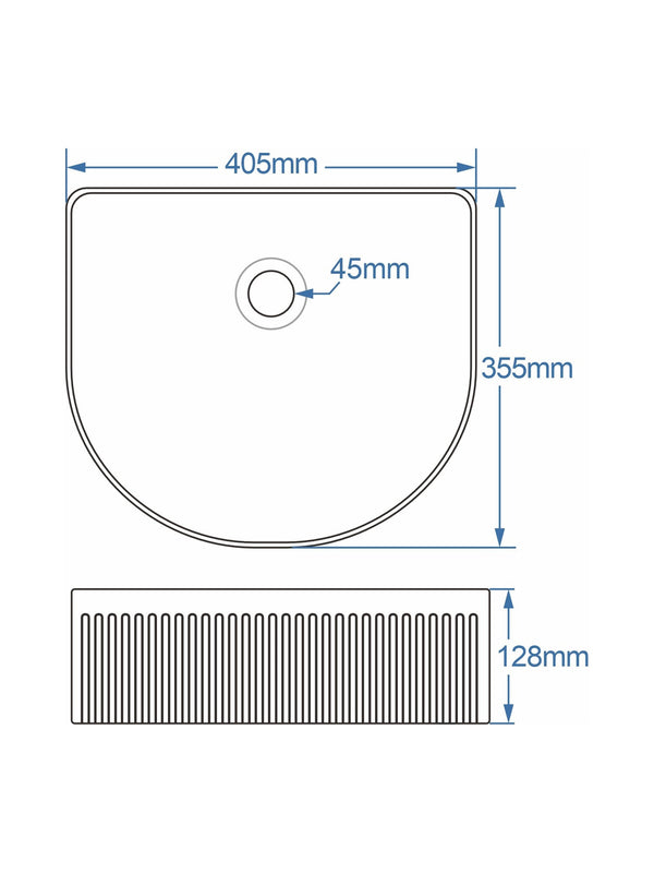 Flauto Fluted D-Shape Countertop Basin