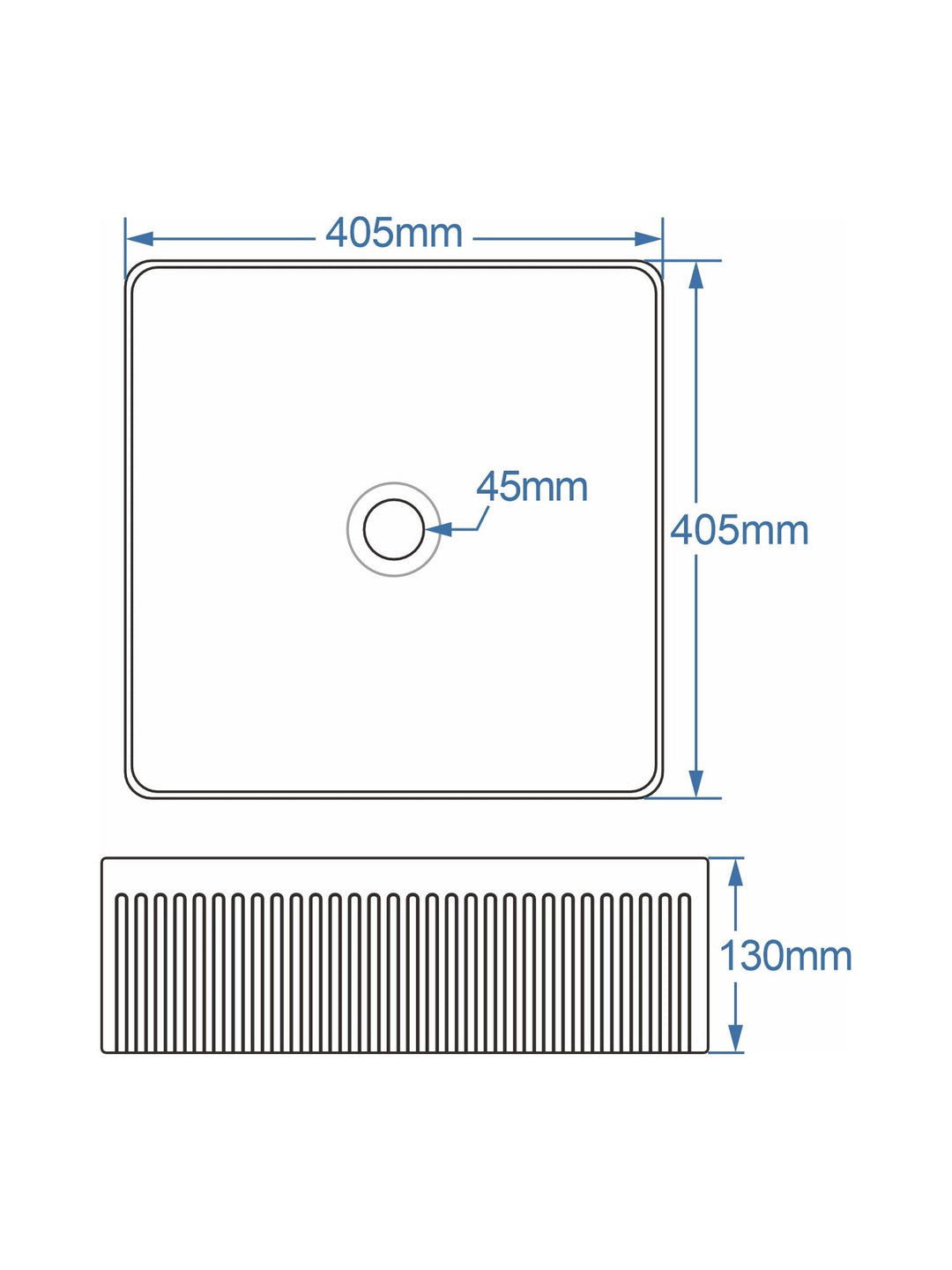 Flauto Fluted Square Countertop Basin
