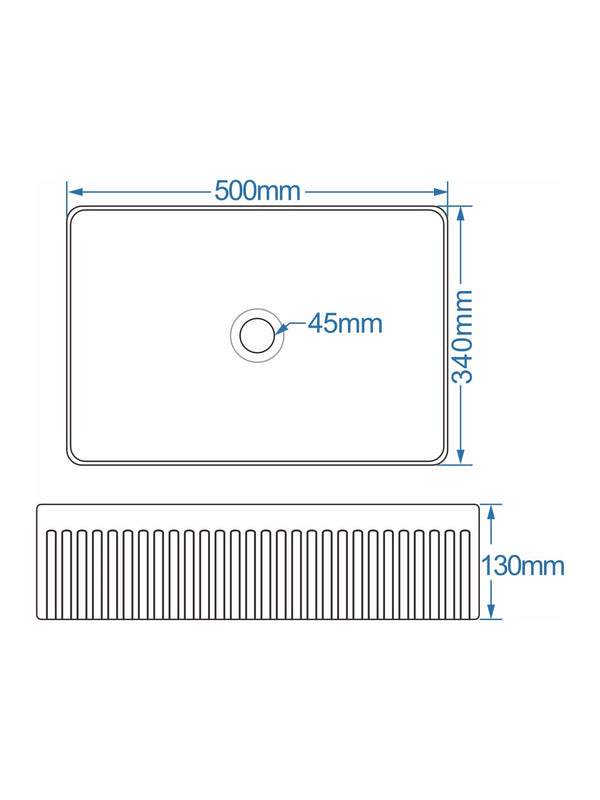 Flauto Fluted Rectangle Countertop Basin