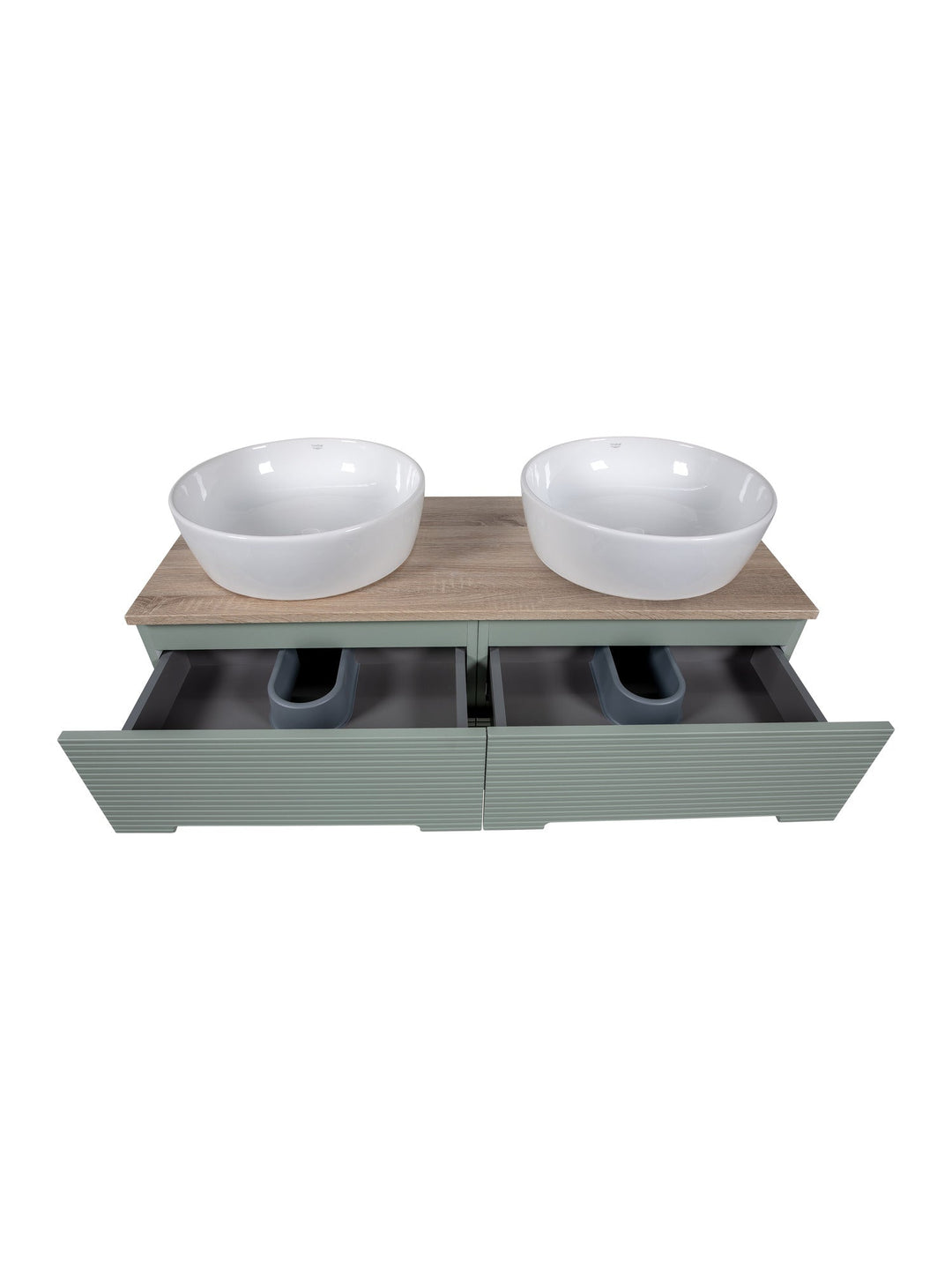 Monza Plus 1200mm Fluted Wall Hung Double Vanity Unit with Countertop