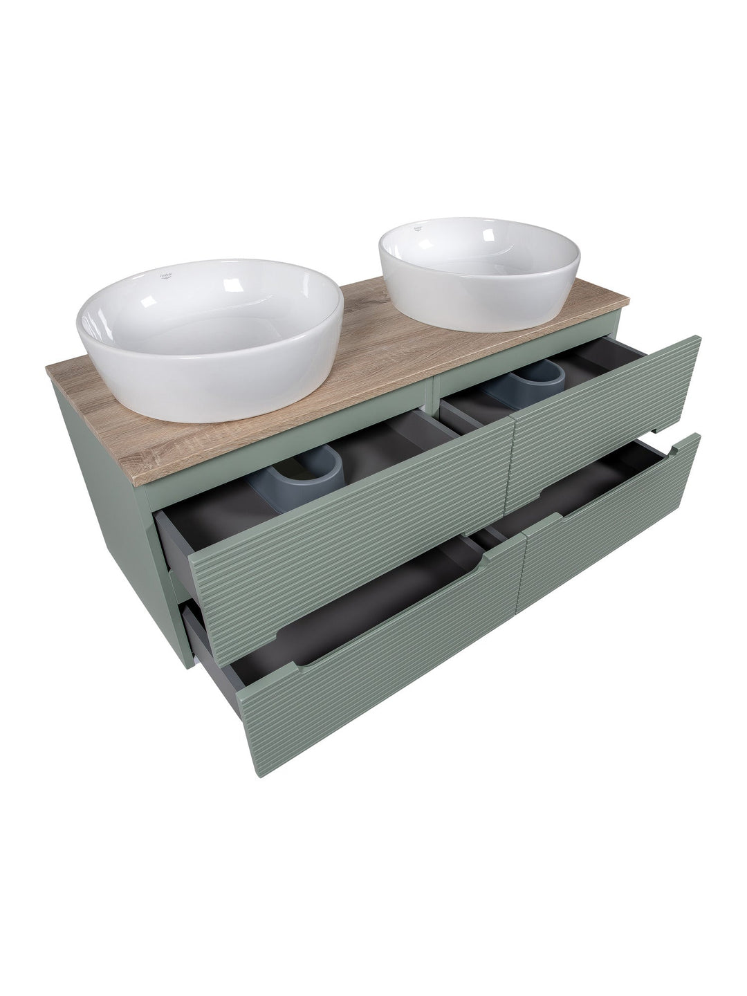Monza Plus 1200mm Fluted Wall Hung Double Vanity Unit with Countertop