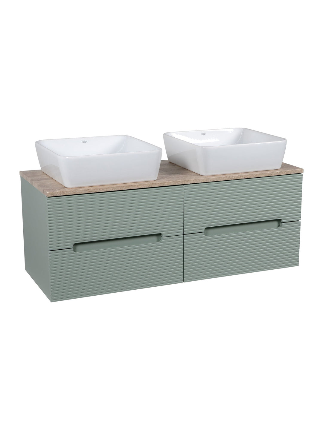 Monza Plus 1200mm Fluted Wall Hung Double Vanity Unit with Countertop
