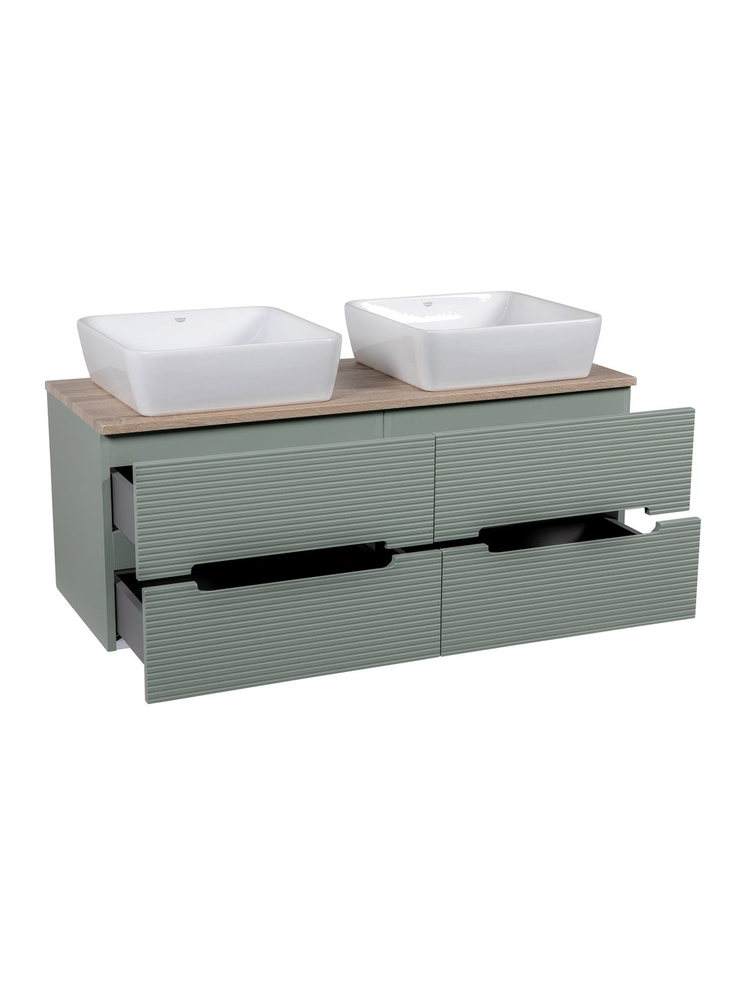 Monza Plus 1200mm Fluted Wall Hung Double Vanity Unit with Countertop
