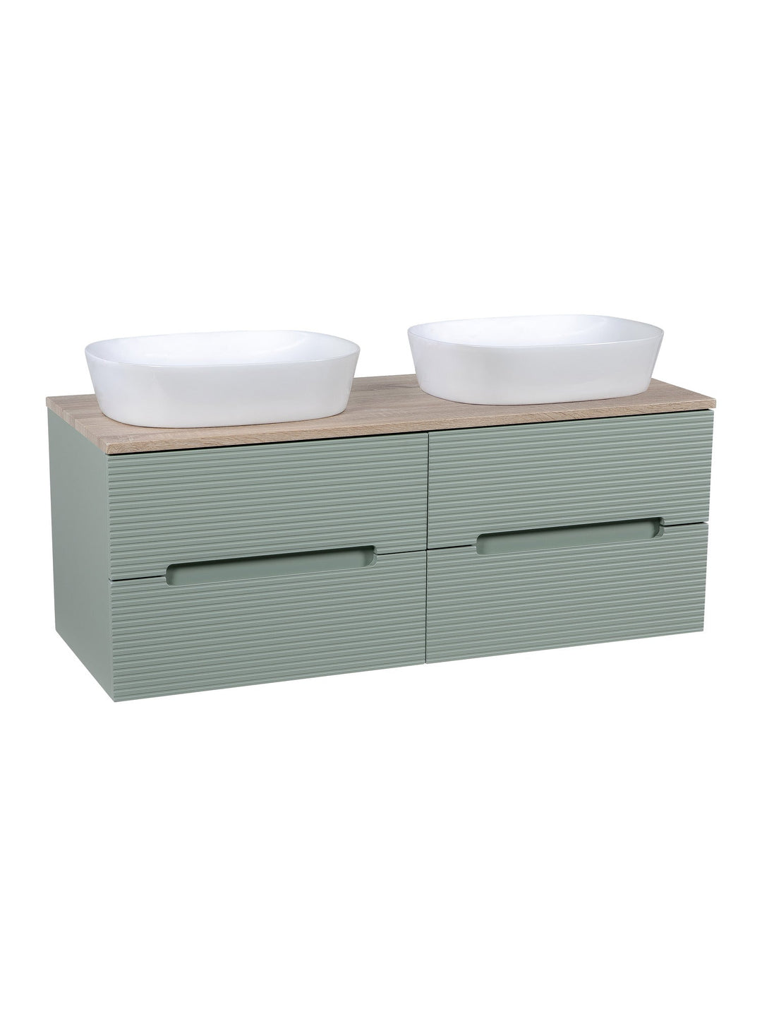 Monza Plus 1200mm Fluted Wall Hung Double Vanity Unit with Countertop