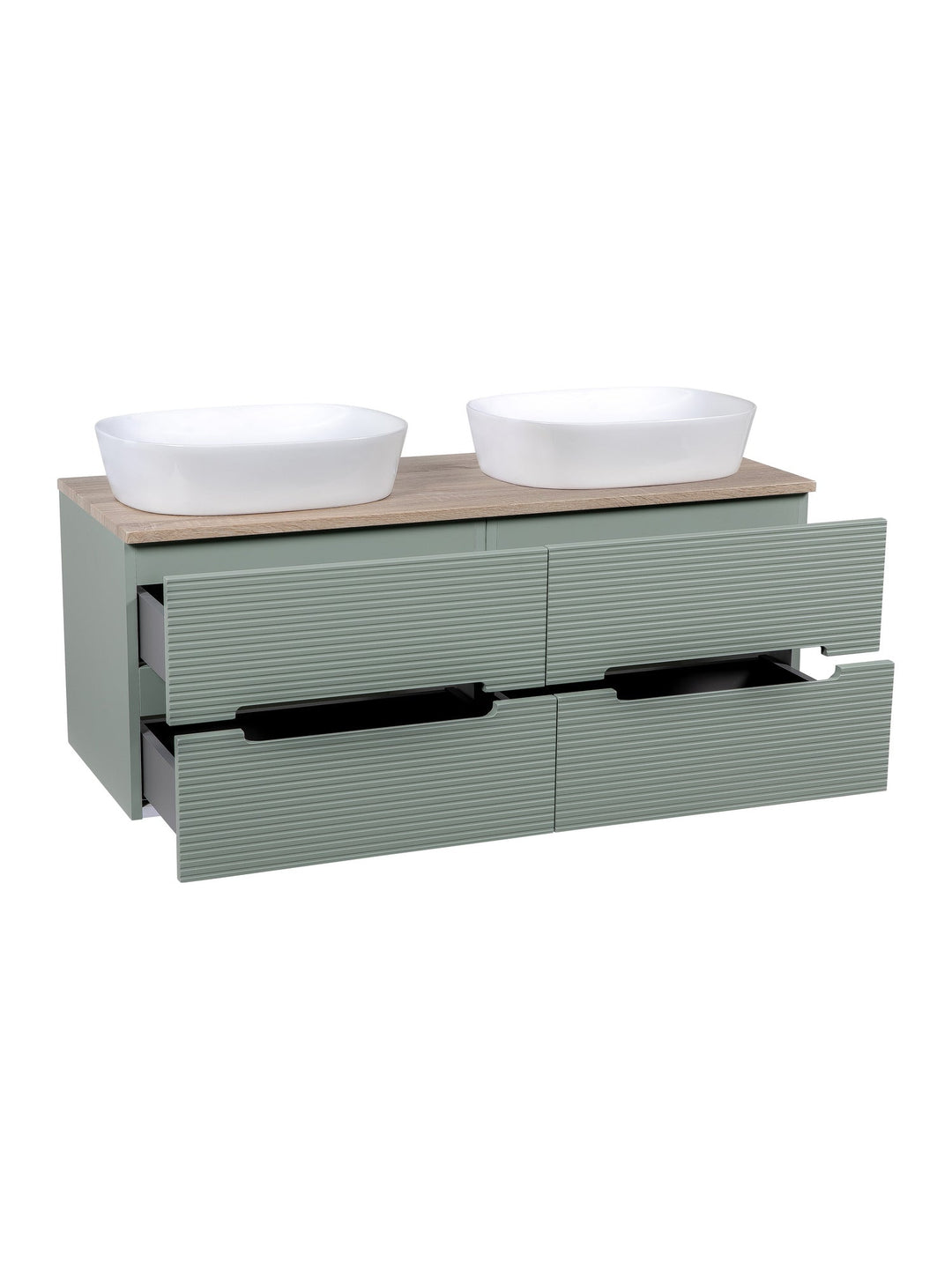 Monza Plus 1200mm Fluted Wall Hung Double Vanity Unit with Countertop