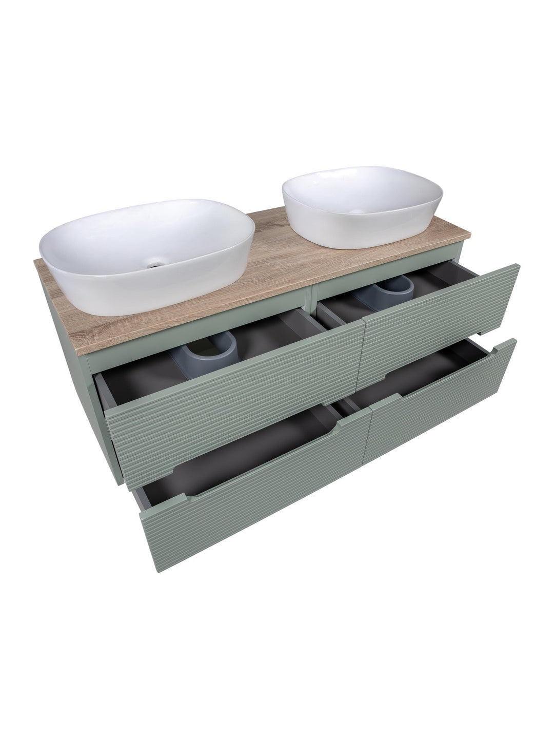 Monza Plus 1200mm Fluted Wall Hung Double Vanity Unit with Countertop