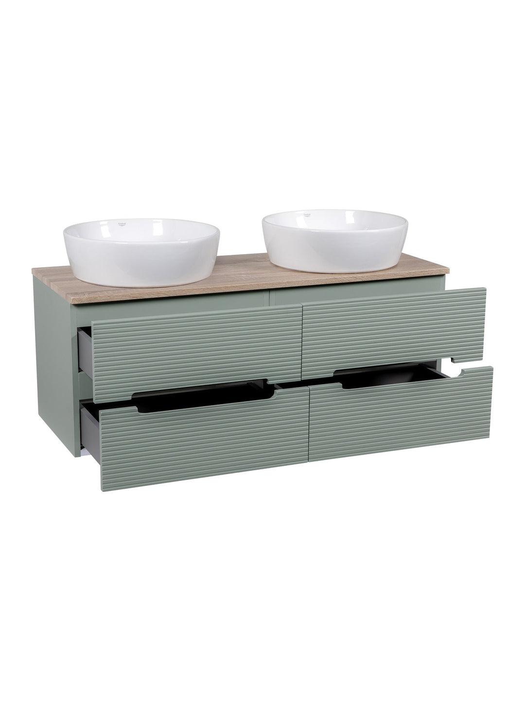 Monza Plus 1200mm Fluted Wall Hung Double Vanity Unit with Countertop