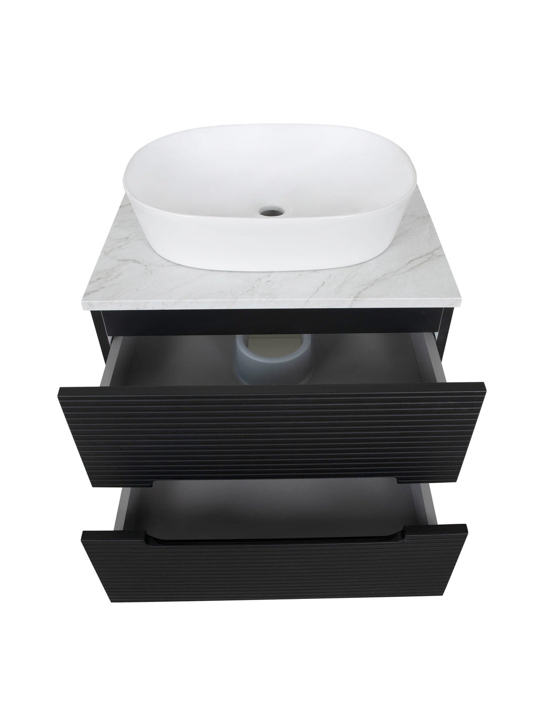 Monza Plus 600mm Fluted Wall Hung Vanity Unit with Countertop