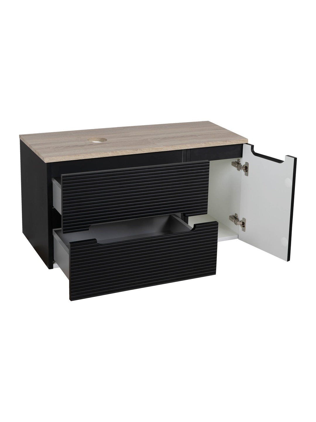 Monza Plus 900mm Fluted Wall Hung Vanity Unit with Side Cabinet & Countertop