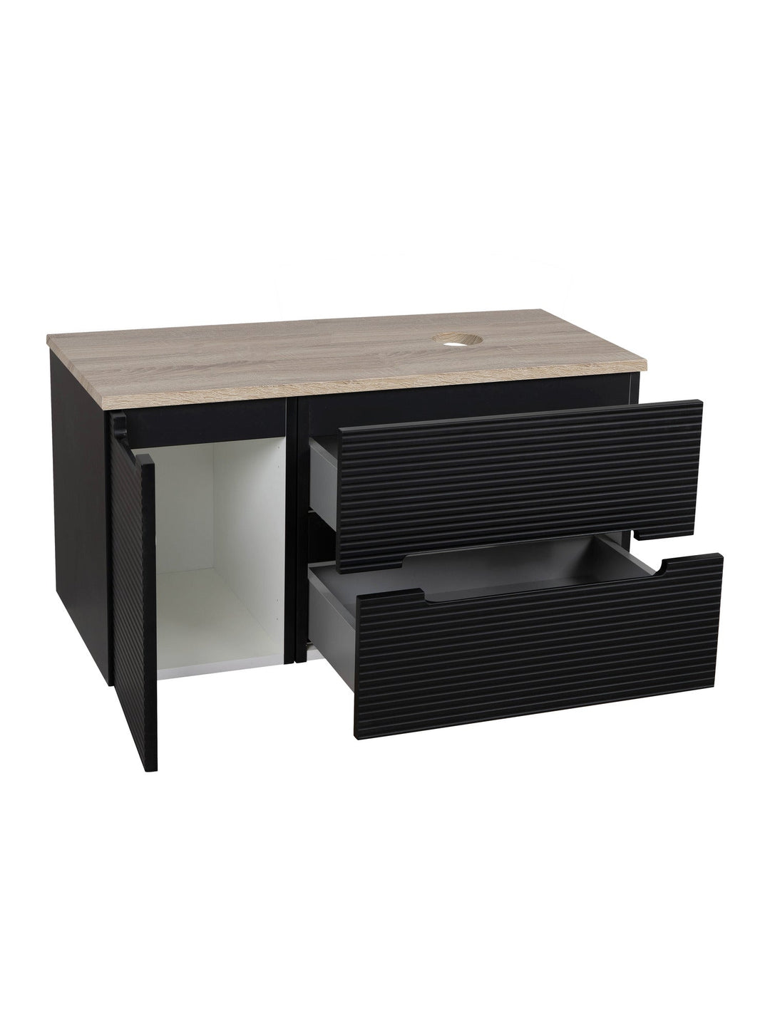 Monza Plus 900mm Fluted Wall Hung Vanity Unit with Side Cabinet & Countertop