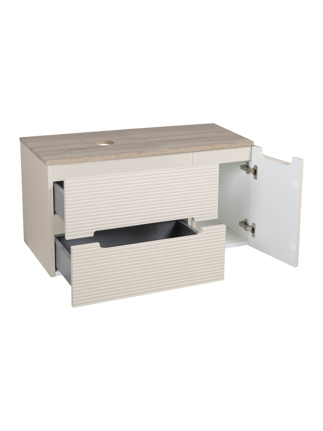 Monza Plus 900mm Fluted Wall Hung Vanity Unit with Side Cabinet & Countertop