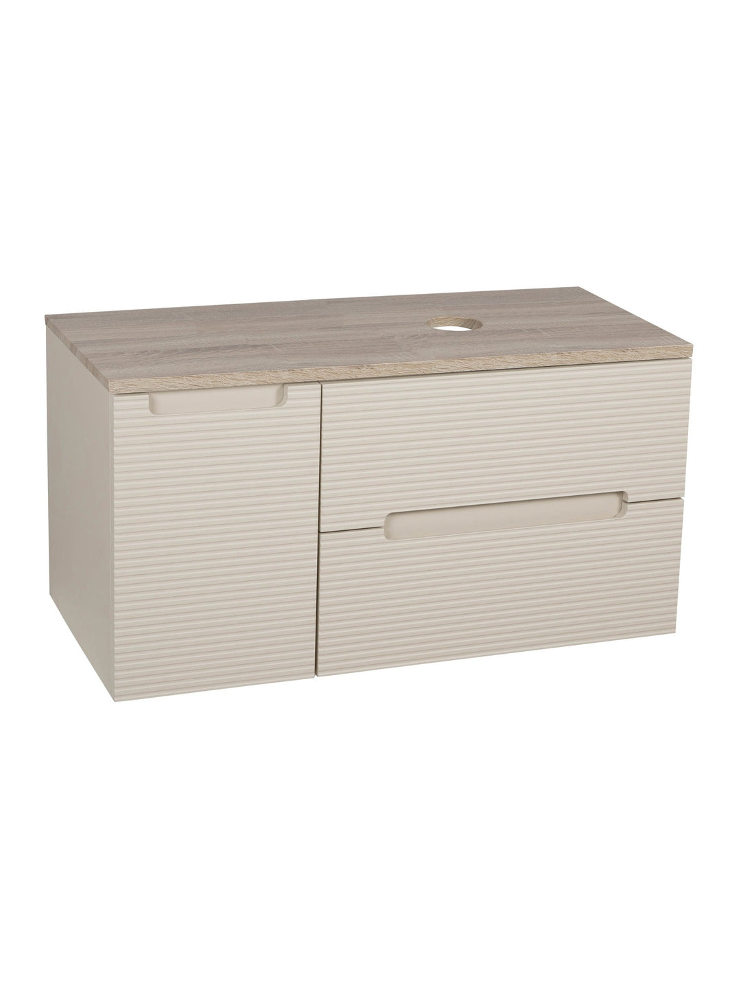Monza Plus 900mm Fluted Wall Hung Vanity Unit with Side Cabinet & Countertop