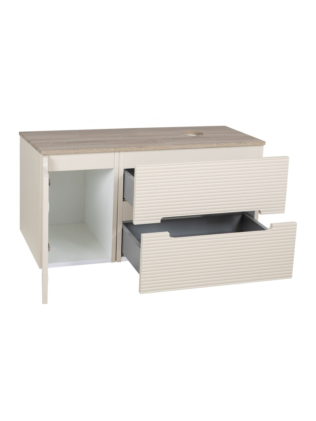 Monza Plus 900mm Fluted Wall Hung Vanity Unit with Side Cabinet & Countertop